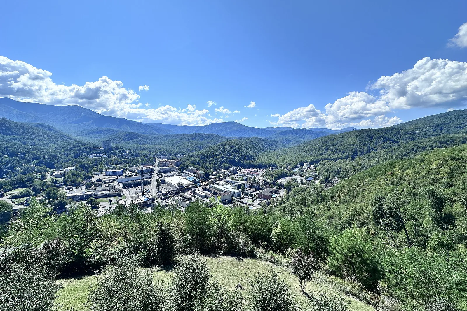 Downtown Gatlinburg in the valley of the Great Smoky Mountains