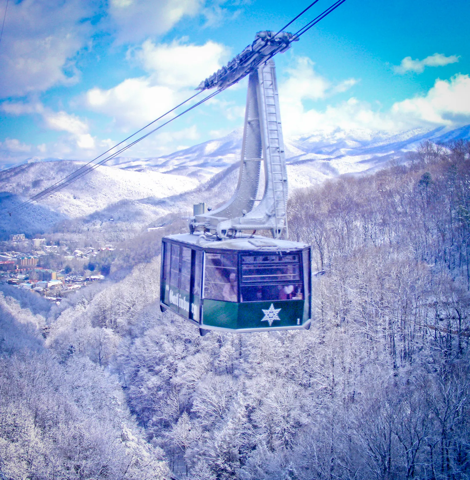 Ober Gatlinburg aerial tram over snow