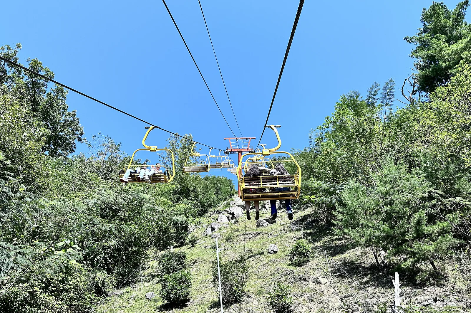 Yellow chairlift chairs at Gatlinburg SkyPark